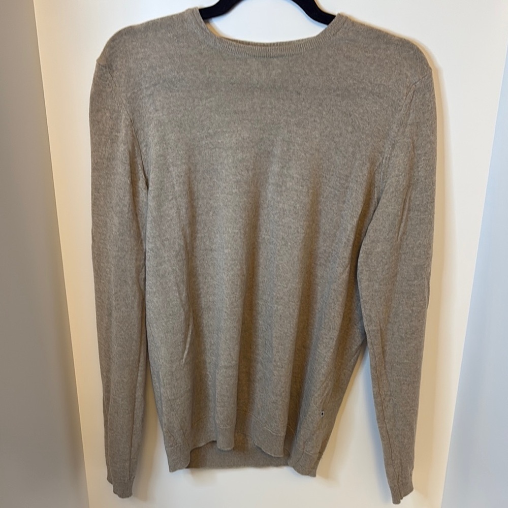 NN07 Tan Wool Crewneck Sweater with Long Sleeves Size Small Men’s